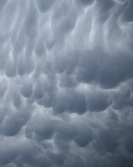 Dramatic Mammatus clouds in the sky after a storm