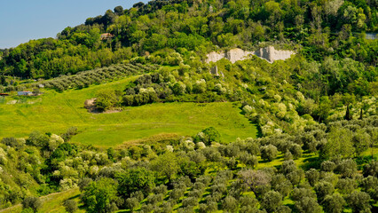 Panorama delle caratteristiche le Balze di Volterra, sporgenze calcaree che caratterizzano il...