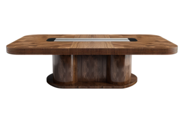 Wooden office conference table isolated on transparent background