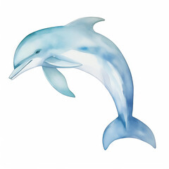 A beautiful watercolor painting of a dolphin, jumping out of the water