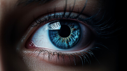 close up photo of a eye, panoramic shot