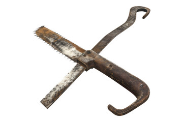 Obraz premium Old pruning saw isolated on transparent background