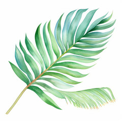 Watercolor painting of a tropical palm leaf