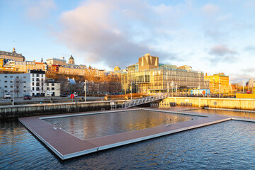 The Port of Québec Oasis, the first harbour bath in North America, deserted during a sunny spring...