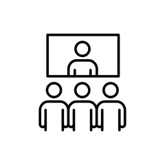 Meeting outline icons, minimalist vector illustration ,simple transparent graphic element .Isolated on white background