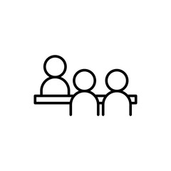 Meeting outline icons, minimalist vector illustration ,simple transparent graphic element .Isolated on white background