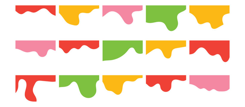 Set of Dividers Shapes for Website. Curve Lines, Drops, Wave Collection of Abstract Design Element for Top, Bottom Page Web Site. Isolated Vector Illustration on white background in eps 10.