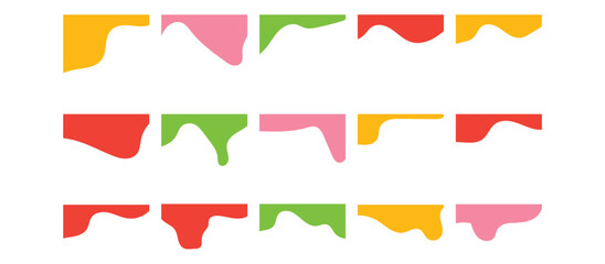 Website border and header set with drops, waves, organic and geometric shapes. Isolated vector template for website, app, poster, banner. In eps 10.