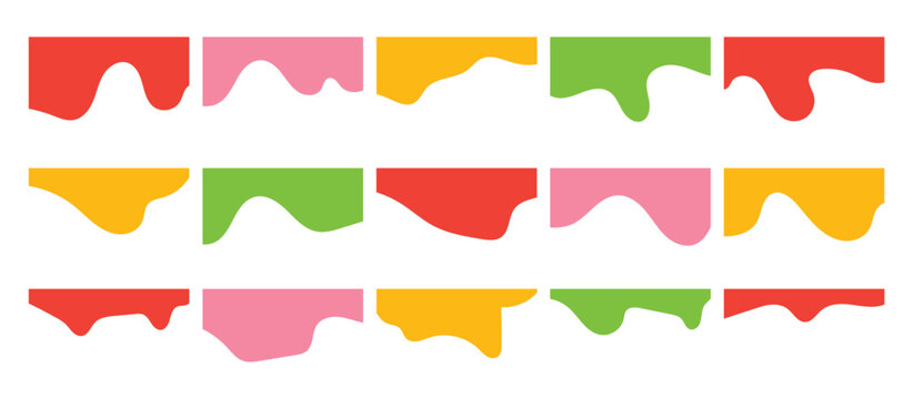 Website border and header set with drops, waves, organic and geometric shapes. Isolated vector template for website, app, poster, banner. In eps 10.