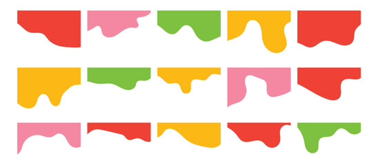 Website border and header set with drops, waves, organic and geometric shapes. Isolated vector template for website, app, poster, banner. In eps 10.