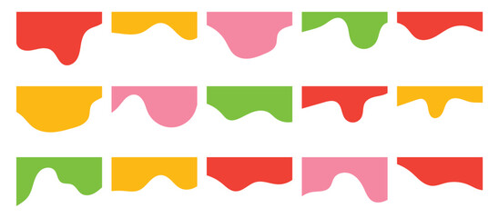 Website border and header set with drops, waves, organic and geometric shapes. Isolated vector template for website, app, poster, banner. In eps 10.