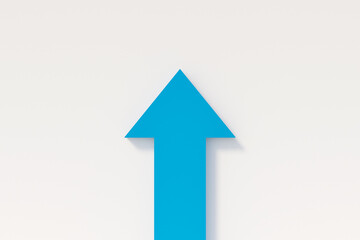  Blue arrow up. In the center, white background. Direction, upward, symbol.