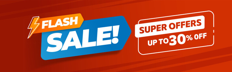 Flash sale discount web banner promotion. Design template in horizontal format.