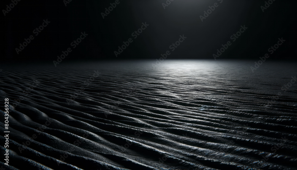 Aufkleber a textured surface with ripples under a dark background, suited for product presentation. generative