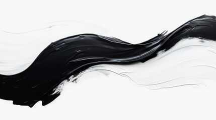 strokes of black paint On white paper, oil paints. isolated against a white backdrop. creative background that is abstract