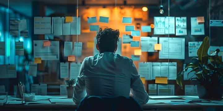 Nighttime Business Strategy Session in Modern Corporate Office