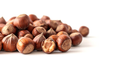 Fototapeta premium hazelnuts, isolated on white background, copy space 
