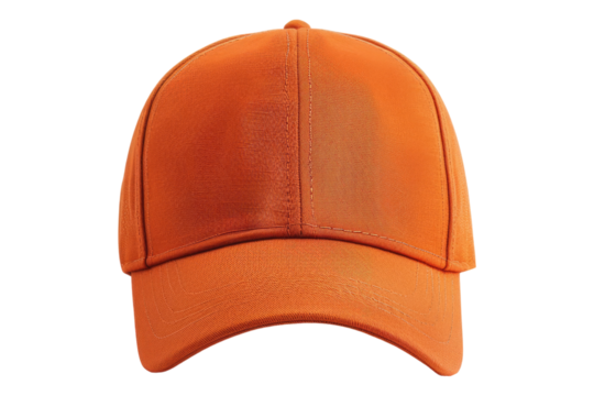 Orange baseball cap isolated on transparent background