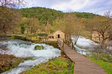 Fototapeta na wymiar Fulling mill near Krka river in the National Park Krka, Croatia