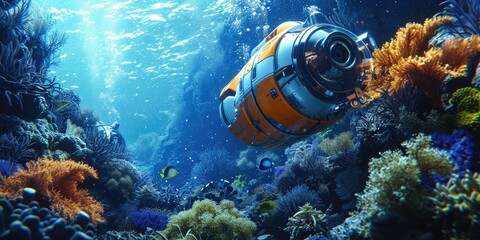 Naklejka na ściany i meble Beneath the Waves: State-of-the-Art Underwater Robot