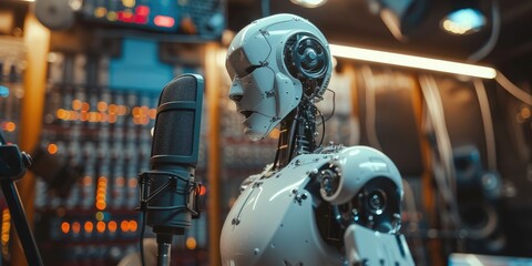Fototapeta premium Technological Evolution: Robotic Voice Studio Session