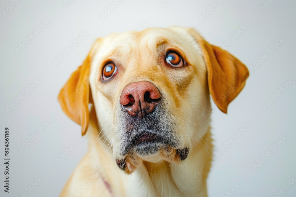 Wall mural inquisitive dog: confused labrador in isolated setting