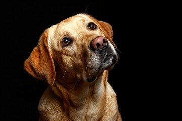 Lost in Thought: Confused Labrador in Studio Shot