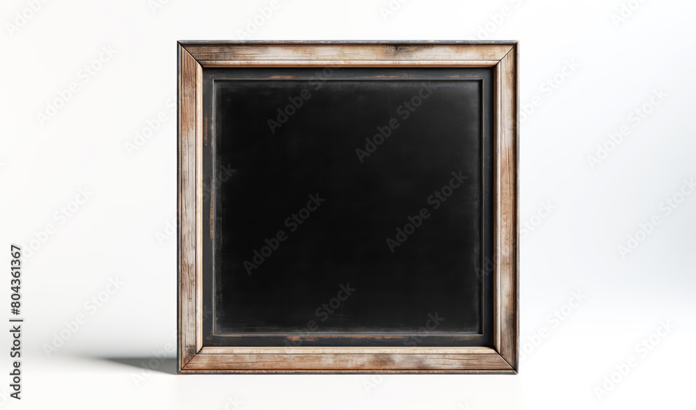 Poster An empty blackboard in a wooden frame isolated on a white background, ideal for a design mockup. Generative AI
