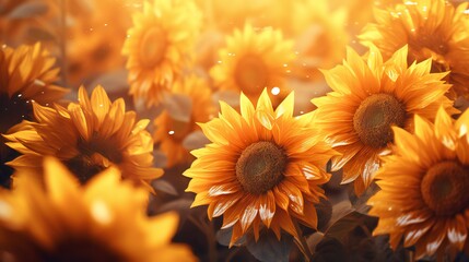 Sunlight background with details of sunflowers