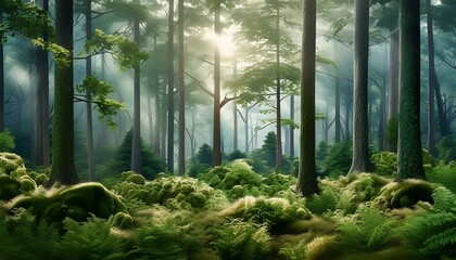 A sunny view of a tropical moist forest