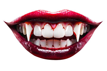Halloween vampire dracula mouth with sharp teeth and red lips