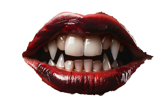 Halloween vampire dracula mouth with sharp teeth and red lips