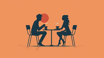 Couple on a date in a restaurant sitting at table having a drink together.