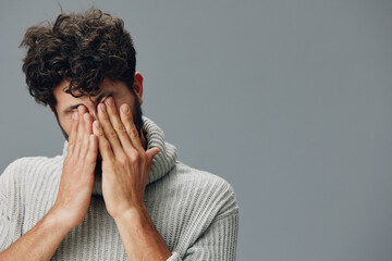 Man young person stress sad upset face depressed portrait unhappy male adult expression