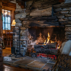 Warm and Inviting Fireplace in a Rustic Home Interior