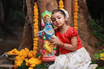 Girl with Kerala festive costume