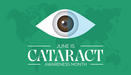 Cataract Awareness Month every year in June. Template for background, banner, card, poster with text inscription.