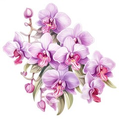 A bouquet of purple orchids with pink petals