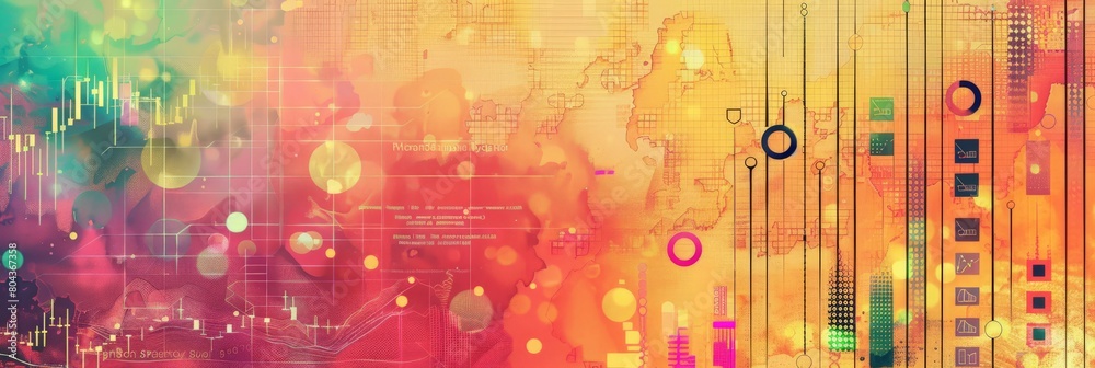 Aufkleber abstract financial concept with colorful data visualization. suitable for market analysis content