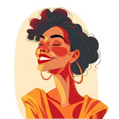 Portrait of happy  and elegant  woman  on white background, color illustration generated with AI