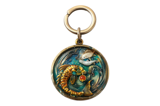3d fish keychain isolated on transparent background - Powered by Adobe