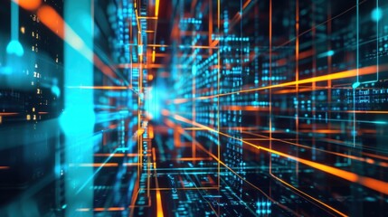 digital data network connection and high-speed internet digital data transfer. 3d rendering