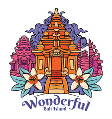 Bali Travel Logo. Hindu temple Vector Illustration