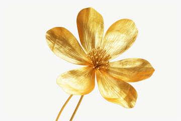 golden flower isolated on white background with clipping path, 3d illustration