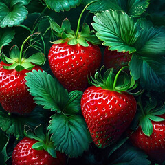 close-up of fresh, ripe, appetizing strawberries