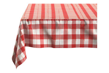 Red white check table cloth isolated on transparent background