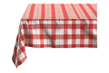 Red white check table cloth isolated on transparent background