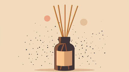 Bottle of reed diffuser on beige background Vector style