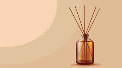 Bottle of reed diffuser on beige background Vector style
