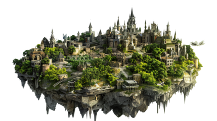 Fantasy world isolated on white background.